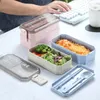 NEU 2024 850 ml 2 Schichten Bento Box umweltfreundliche Lunchbox Lebensmittelbehälter Weizen Strohmaterial Mikrowavierbares Geschirr Lunchbox für Bento Box