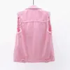 Vrouwen Vesten Koreaanse Mode Roze Denim Casual Cowboy Mouwloze Jassen 2024 Zomer Jean Chalecos Mujer Oversize Korte Vest