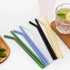 Rietjes drinken 3/6 pc's kleurrijk herbruikbaar voedsel gras recht gebogen rietje met reinigingsborstel witte tas set feestbar accessoire