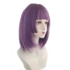 Perruques Vicwig Purple Short Ringue Wig avec Bangs Synthétique Femmes Lolita Cosplay Nature Hair Wig résistant à la chaleur pour la fête quotidienne