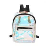 Mochila holográfica pequenas mochilas para meninas adolescentes moda laser pvc mochila escolar feminina 2024