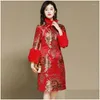 Этническая одежда, осень-зима, Шанхайская история, смесь шелка, женское Ципао, китайское платье с длинным рукавом, платье Cheongsam, длиной до колена, восточное платье Dhusp