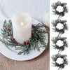 Dekorativa blommor 20 cm Christams Artificial Wreath för Candlestick Garland Ring Pine Berries Candle Holder Home Party Table Centerpiece