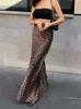 Винтажный леопардовый печатный труба юбки женская 2024 Street Chic Высокая талия Длинная юбка весна