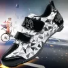 Part Chaussures de cyclisme sur route professionnelles pour hommes, Spd plates autobloquantes en fibre de carbone, chaussures de VTT pour sports de plein air