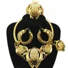 Necklace Earrings Set Est Italian Gold Plated Jewelry Women's Wedding Party Banquet Dubai Big Pendant Light Weight Bold FHK17543