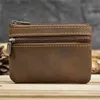 Money Clips Cowhide leather mens short wallet casual wallet retro zipper coin mens card holder small clutch key bag JYN569 L240402