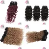 Perruques capless de cheveux humains tisse Ali Beauty Water Weave Ombre Court Bob Style 100% Remy Curly Bundles Deux Tons 50G Brésilien Drop Deli Dhz87