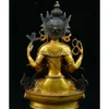 Dekorativa figurer gamla Tibet Buddhism Temple Bronze 4-Arm Chenrezig Goddess Buddha Statue