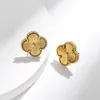 18k Gold Clover Armband Set_ Designer Luxe sieraden voor vrouwen met 4 Leaf Link Chain, ketting, oorbellen ringen