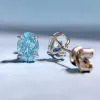 Örhängen Wong Rain 925 Sterling Silver Crushed Ice Cut Aquamarine High Carbon Diamonds Gemstone Ear Studs Earring Wedding Fine Jewelry