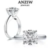 Anziw 925 Sterling Zilver 30ct Kussen Cut Solitaire Verlovingsring Gesimuleerde Diamanten Trouwringen Sieraden Voor Vrouwen 240402