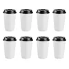 Gobelets jetables pailles 50pcs 280/350ml café isolation à emporter Double couche tasse en papier avec couvercle fête boissons blanches boire