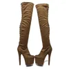 Dance Shoes LAIJIANJINXIA 17CM/7inches PU Upper Pole High Heel Platform Sexy Nightclub Women's Modern Long Boots 166