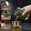 Conjuntos de chá Conjunto de chá de vidro portátil pequeno bule Gongfu com 1 infusor 2 xícaras e caneca mestre tudo em um caso resistente à água para viagens