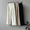 Pantalones de mujer Minimalismo coreano Cintura alta Pierna ancha recta Patns para mujeres 2024 Primavera Sólido Suelto Casual Pantalones femeninos Ropa