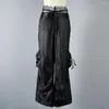 Women's Pants 2024 Spring/Summer Wear Black Split Piano Pocket Lace Wide-Leg 0302