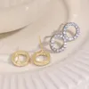 Boucles d'oreilles coréennes simples rondes en cristal pour femmes, petit cercle brillant en Zircon, couleur or et argent, bijoux à la mode