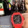 Luxe topkwaliteit polshorloge mechanisch horloge Designer Pols Business Leisure RM3502 Automatische Red Carbon Fiber Tape Men's ES