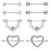 Charmes en acier chirurgical Cœur de mamelon de piercing Ensemble 14g Crystal Méllon Piercing Bar Lot Terning Ring Pack