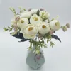 Decoratieve Bloemen Simulatie Zijde Thee Roos Boeket Kantoor Decor Nep Bloem Kunstmatige Champagne Poeder Pioen Plant Bruiloft Decoratie