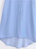 Partykleider YENKYE 2024 Frauen Blau Denim Hemd Kleid Vintage Revers Kragen Kurzarm Weibliche Beiläufige Lose Sommer Robe