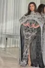 Шарон Саид Роскошный жемчуг Дубай Шампанское Вечерние платья с накидкой 2024 Арабские женщины Русалка Свадебное платье для выпускного вечера SS369 240329