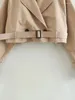 Women's Trench Coats nlZgmsj khaki przycięte kobiety długie rękawy design kurtka elegancka lady high street luźna kobieta