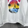 Designer högkvalitativ Paris Hoodie Hawaiian Sunset Coconut Tower Round Neck Loose Printed Men's Hoodie för par på hösten och vintern K7DH