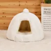 Deep Sleep Round Kennel Semiclosed Cat Rabbit Fur Autumn and Winter Nest Pad Pet Small Mediumsized Dogs 240420