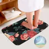 Bath Mats Bathroom Mat Set Of Orange Roses Rug U-Shaped Contour Toilet And Lid Cover