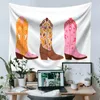 Tapestries Cartoon Boots Tapestry Wall Hanging Bedroom Decor Blanket Hippie Background Flowers Shoes Illustrations Home