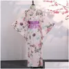 Abbigliamento etnico Kimono tradizionale giapponese Abito lungo Donna Yukata Costume Cosplay Asia Abito Drop Delivery Apparel Dh1Tw