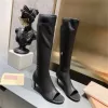 Stivali 2023 Elastic Slim Clip Stivali di punta European Fashion Boots Cat Heel Apri Stivali High Stivali con cerniera Stivali corti