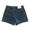 Chanei 24 primavera/verão nova laser letra de flor queimado azul retro velho shorts jeans de cintura alta para mulheres 970