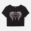 T-shirts Femmes Strass Y2K Imprimé Crop Top Diamants tricotés Kawaii Grunge Tops Fairycore Sweats à manches courtes Mignon Mini Tshirt Femmes