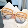 Sonnenbrille Trendy Personalisierter Farbverlauf von Meter Nail Großer Rahmen Casual Gafas de Sol Para Mujeres Hochwertige Sonnenbrille