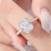 TBCYD 4CT CUSHION CUT RING FÖR KVINNOR 925 Sterling Silver Engagement Wedding Band Solitaire Pass Diamond Test GRA 240402