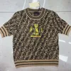 豪華なブランド半袖TシャツTEE女性編みTシャツf JACQUARDショートトップデザイナーベストレター刺繍ポロシャツ女性用服