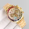 Watch Mens 40mm Automatic Mechanical 7750 Movement Watches Rainbow diamond-bezel Sapphire Timing Function 904L Stainless Bracelet Wristwatch Montre de luxe