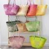 2024 loewve Woven Summer Beach Grass Large Capacity Bucket Shoulder Bag