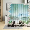 Douchegordijnen Groen Natuur Stroom Waterval Landschap Waterdicht Badkamer Decor Met Haken Gordijn Polyester Multi Size