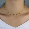 Pendant Necklaces 2024 Minimal Short Choker Women Micro Pave Red Blue Green White Three Stone Drop Cz Necklace Elegance Engagement Fashion Jewelry Q240402