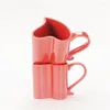 Tasses romantiques de tasse en céramique en forme de cœur rouge café café