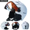 Очки MOON Профессиональный полупокрытый лыжный шлем Цельнолитые спортивные мужские и женские лыжные шлемы для сноуборда с чехлом для очков