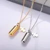 Pendant Necklaces Stainless Steel Cremation Jewelry Cylinder Urn Necklace With Angel Charm For Ashes Memorial Ash Keepsake