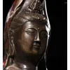 Dekorativa figurer 38 cm Xuande signerade gamla kinesiska brons begravda staty Guanyin Budha Q411