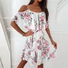 Seksowna kobieta sukienka Summer w ciąży w kwiatowy nadruk z ramion macierzyńskie szyfonowe plaża boho sukienki vestidos 240326