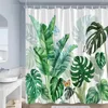 Cortinas de ducha Planta Verde Tropical Crutain Palm Banana Tree Hoja Hawaii Jungle Arte botánico Decoración de baño de verano