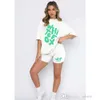 Tuta estiva firmata Stampa di lettere di moda Set da 2 pezzi T-shirt da donna e pantaloncini sportivi attillati Set di tute per abiti da donna